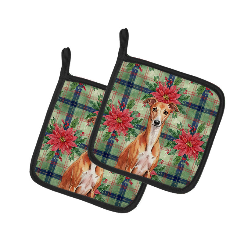 Paire de poignées Red Whippet Christmas Poinsettas