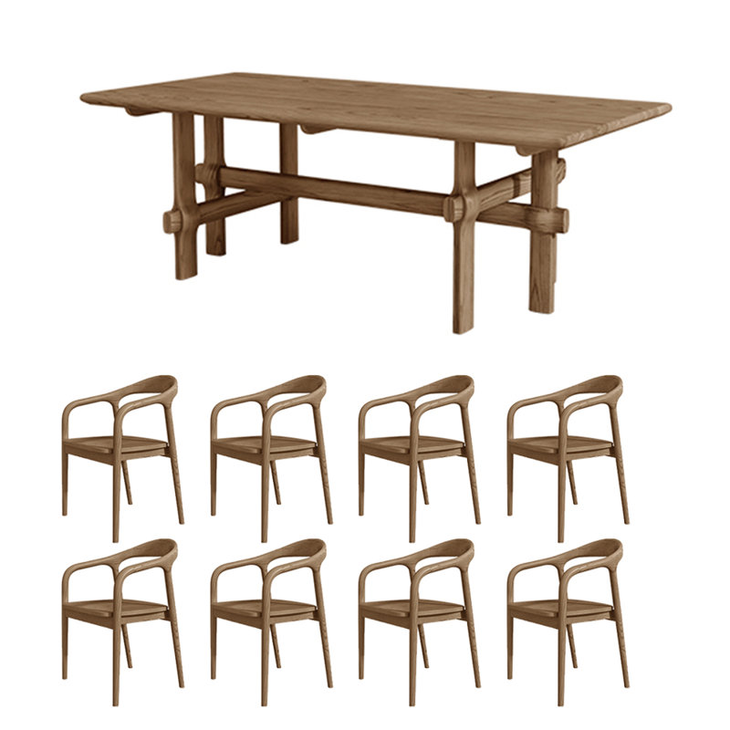 Ensemble de table de salle à manger unique en bois massif de frêne, H 29,92 po x L 86,61 po x l 35,43 po