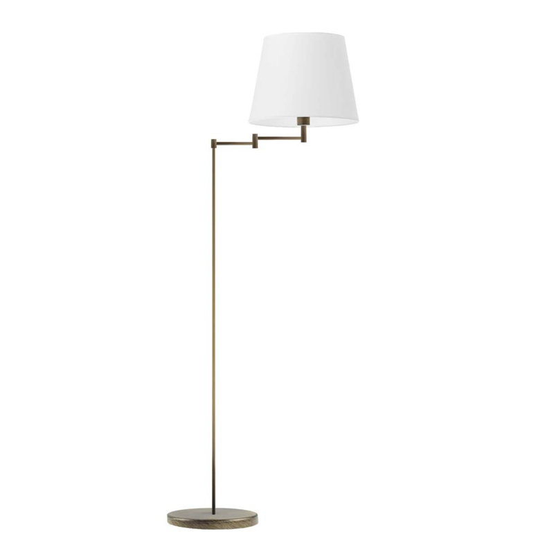 Askegard 165cm Swing Arm Floor Lamp, White, Antique Old Gold
