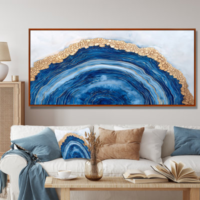 Aqua géode et glissade sur bois en spirale I - cristaux, art mural