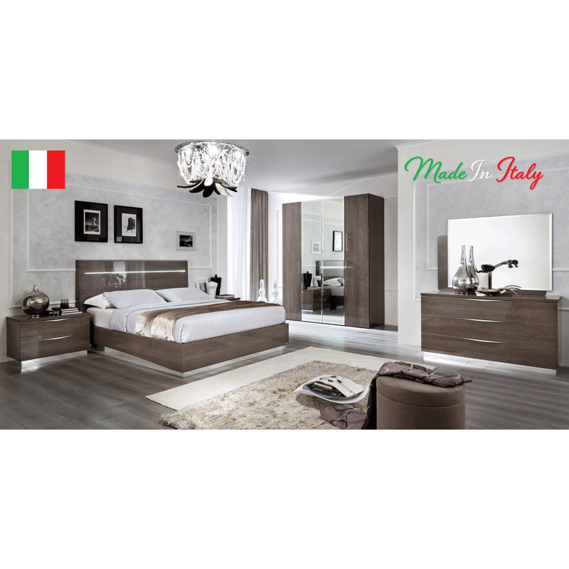 Ensemble de chambre avec grand lit 5 pièces Silver Birch, Ensemble de 5 pièces : lit, commode, miroir, 2 ta, Grand lit