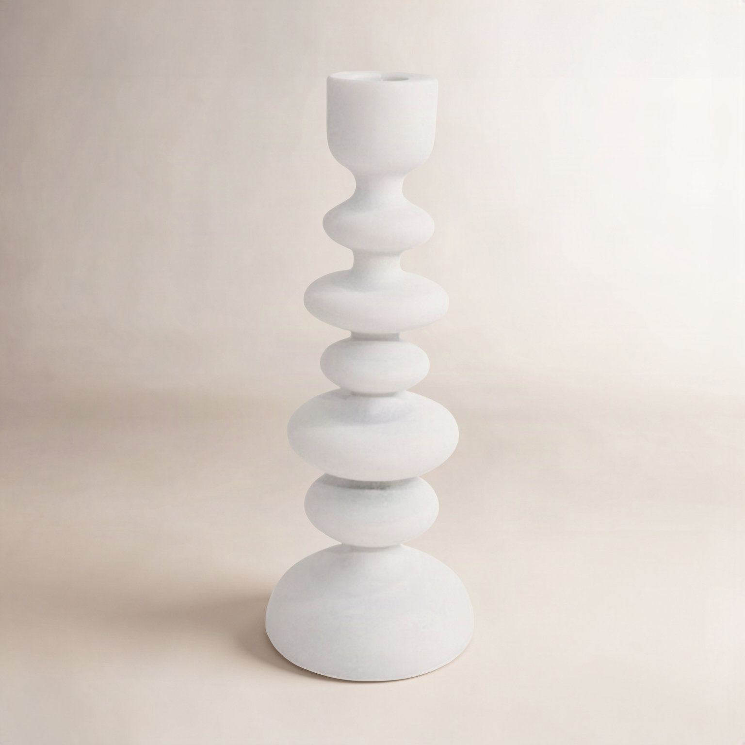 Giedre Aluminum Candlestick Holder, White, 10.25" H x 4" W x 4" D