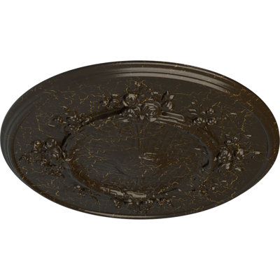 Médaillon de plafond fleur Endurathane, DE 27 po x P 1 1/8 po (convient aux auvents jusqu'à 3 7/8 po), finition craquelée en pierre peinte à la main