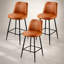 Ensemble de 3 tabourets de bar rotatifs modernes en cuir synthétique avec dossier, hauteur de comptoir de 27 pouces, pieds en métal pour la cuisine et la salle à manger, brun-1514877209