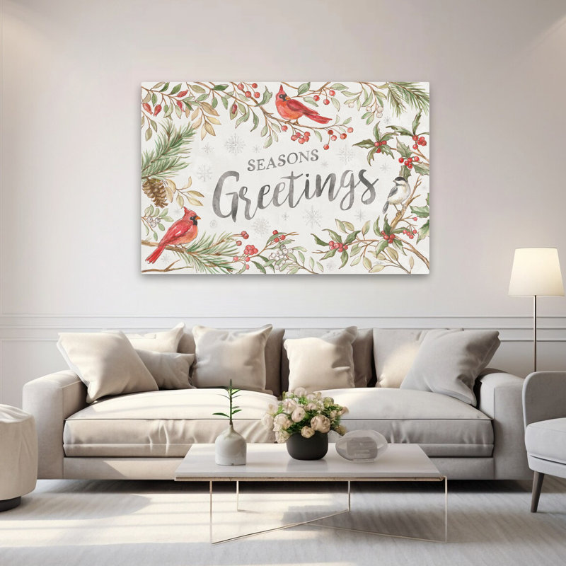 Harmonie hivernale I - animaux, baies, oiseaux, art noir, H 40 po x l 60 po