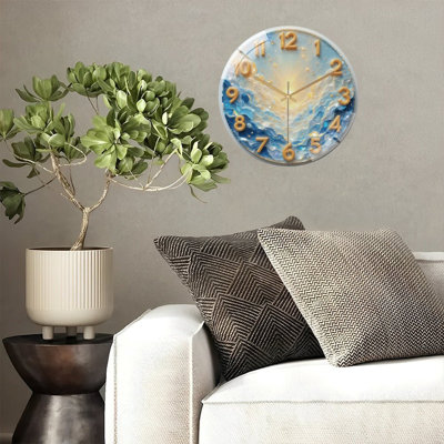 Sunlit Clouds Clock Face Art - 12'' Modern Glass Wall Clock