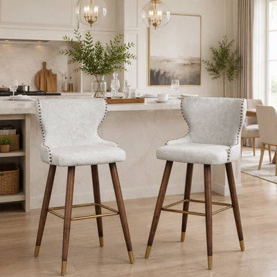 Ensemble de 2 tabourets de bar style Mid-Century