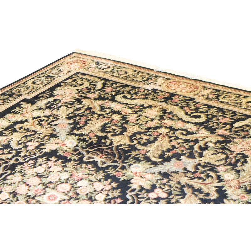 High-Quality Hand-Knotted Black Area Rug