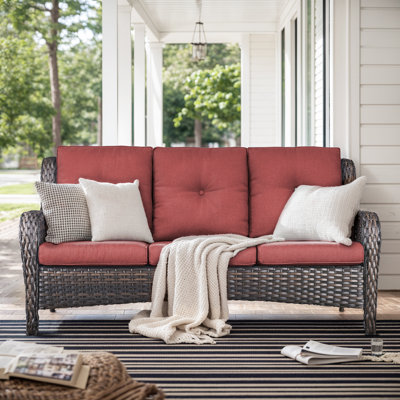  3-Seat Outdoor Durable Sofa With Olefin Cushions, All-Weather PE Wicker