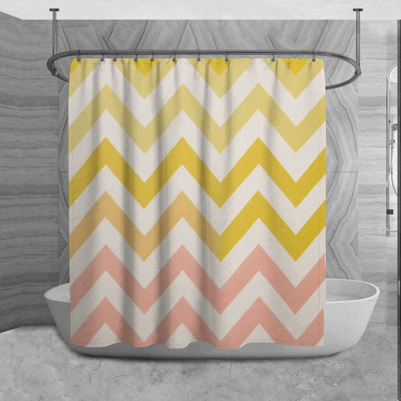 Rideau de douche Briant, H 73 po x l 70 po, Rose / Jaune
