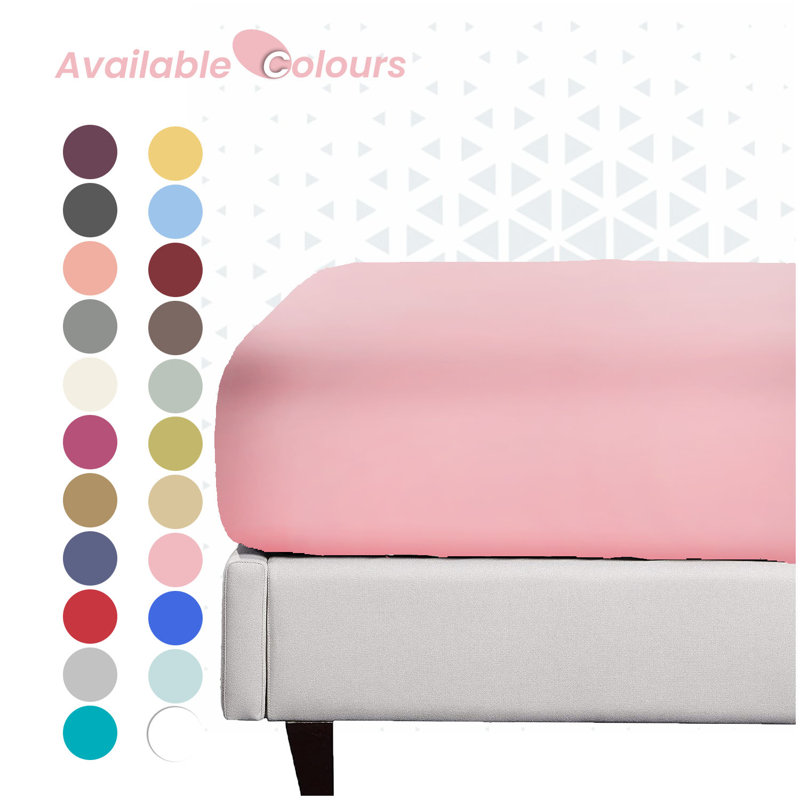 Percale Fitted Sheet Polycotton Solid Colour Bed Sheet Single Double King Super King Machine Washable High Yarn Quality, Pink