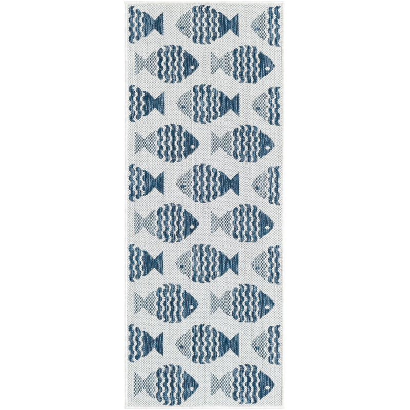 Tapis de couloir contemporain de couleur bleu marine Daitzman, Tapis de couloir 2 pi x 5 pi 3 po