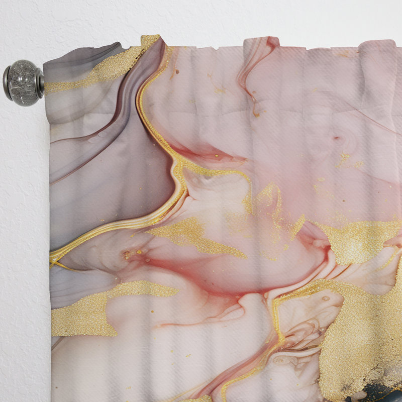 Encre liquide I grise et rose, art fractal - rideau fractal - obscurcissant velours - 1 panneau, L 52 po x L 90 po