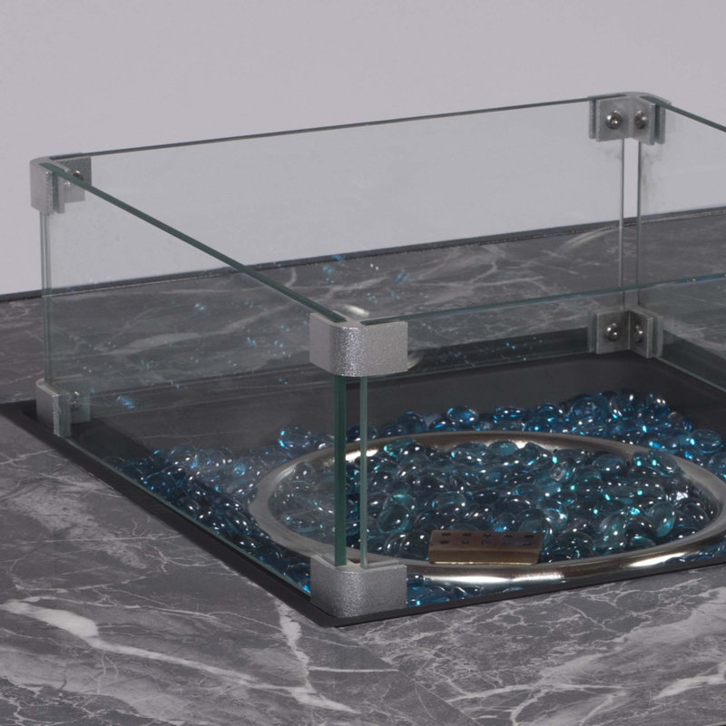Outdoor Propane Fire Pit Table With Glass Beads,Glass Wind Guard