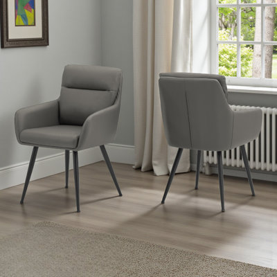 Tazon Set of two Modern Grey Leather Look Dining Chair