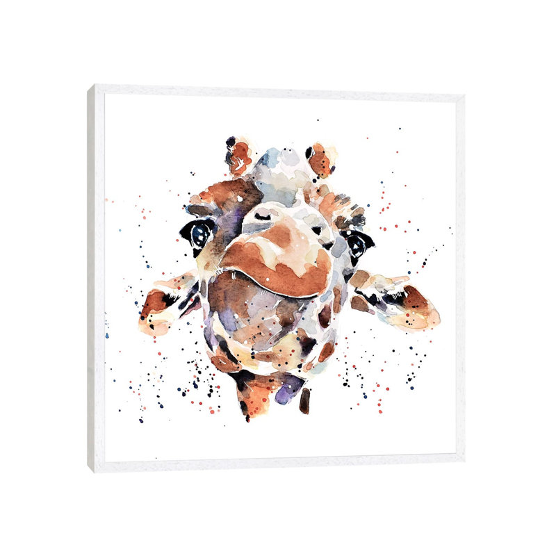 Giraffe I by EdsWatercolours - Wrapped Canvas Gallery-Wrapped Canvas Giclée, White Framed, 45.72 cm H x 45.72 cm W