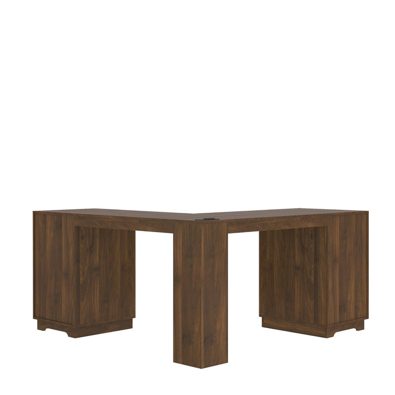 Bureau en L avec tiroir et bureau d'ordinateur pour petits espaces, Brun