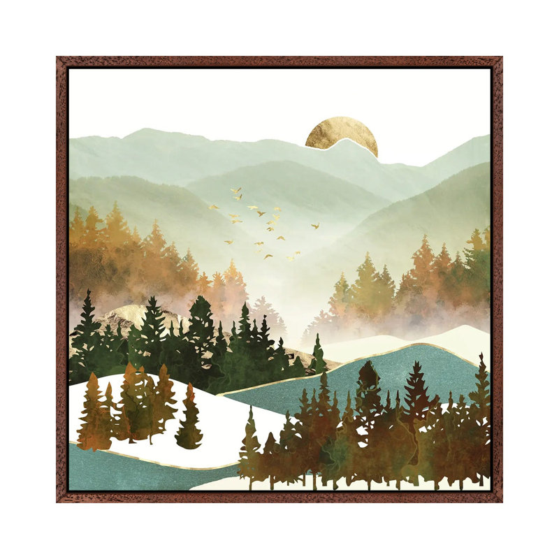 Fall Morning - Print on Canvas, 66.04 cm H x 66.04 cm W, Classic Brown Wood Framed