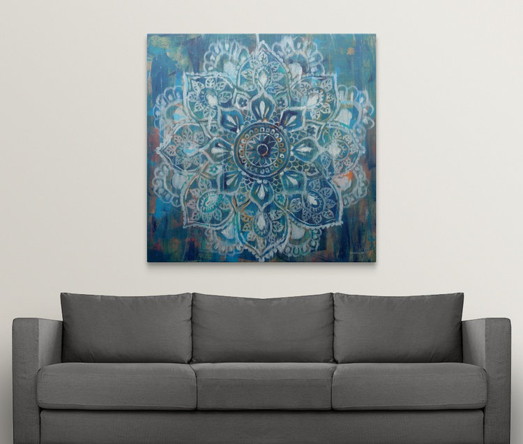 Mandala In Blue " Mandala In Blue II " by Danhui Nai, 24" H x 24" W x 1.5" D, Canvas