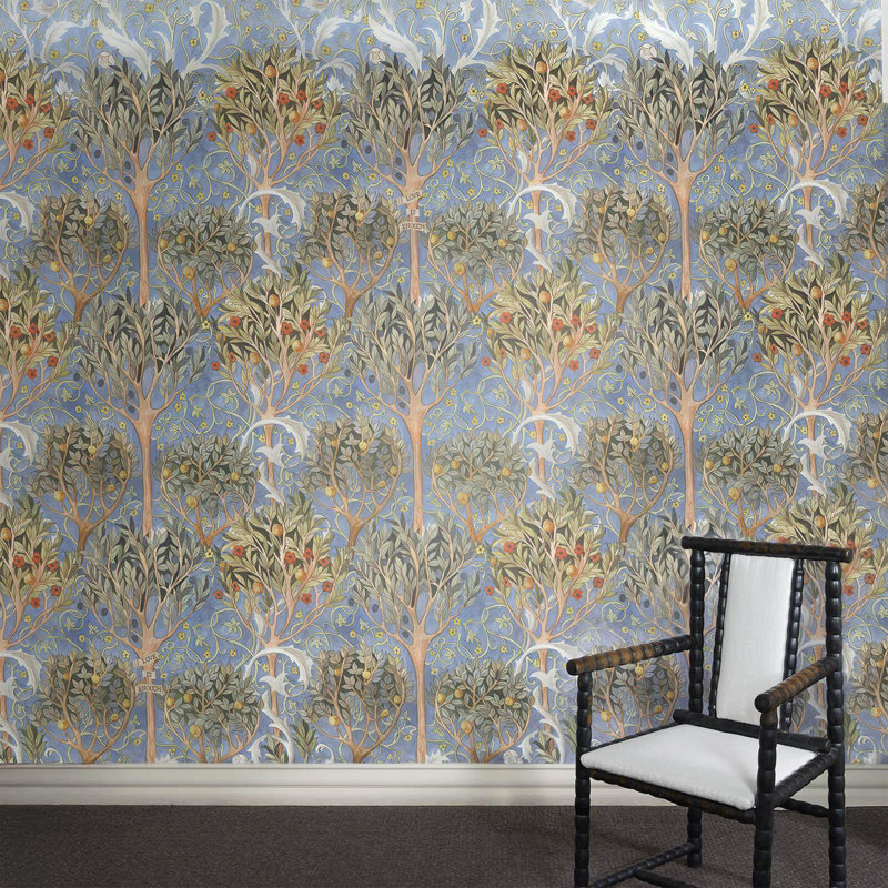 EARTHLY PARADISE Wallpaper - Celestial Blue 9'10" - full height wallpaper