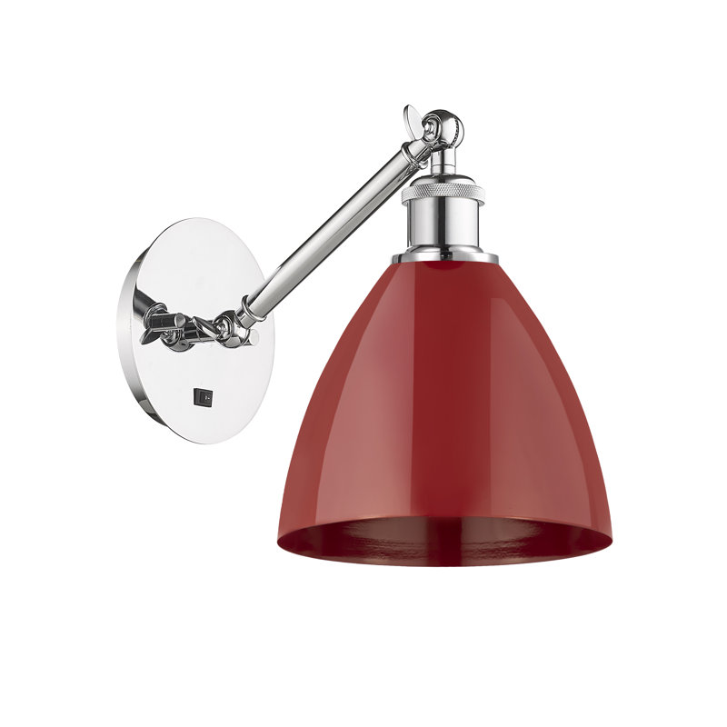 Applique murale en acier 1 lumière, Rouge, Chrome poli