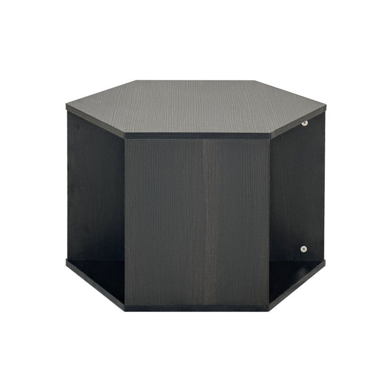 Table basse hexagonale avec positionnement multiple et espace de rangement 46,12 po - Table de chevet latérale, Brun-noir