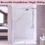 Porte de douche coulissante simple sans cadre de 44 po à l 48 po x H 72 po avec verre trempé transparent de 1/4 po (6 mm) d'épaisseur, revêtement facile à nettoyer, quincaillerie en acier inoxydable