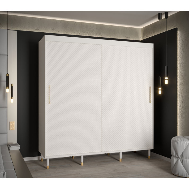 Kynzleigh Manufactured Wood Wardrobe, 208cm H x 200cm W x 62cm D, White
