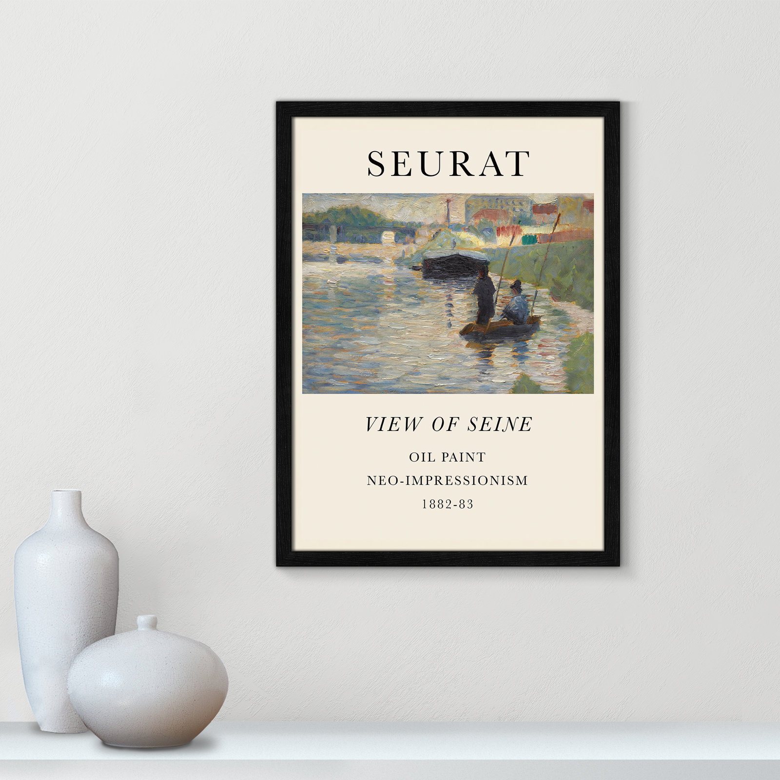 Old Masters Collection "View of Seine" Print, Black Single Picture Frame, No, 23" H x 17" W x 0.75" D