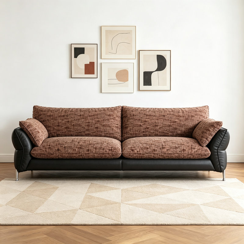 Canapé luxueux à la mode French Light, Black/Red Fabric