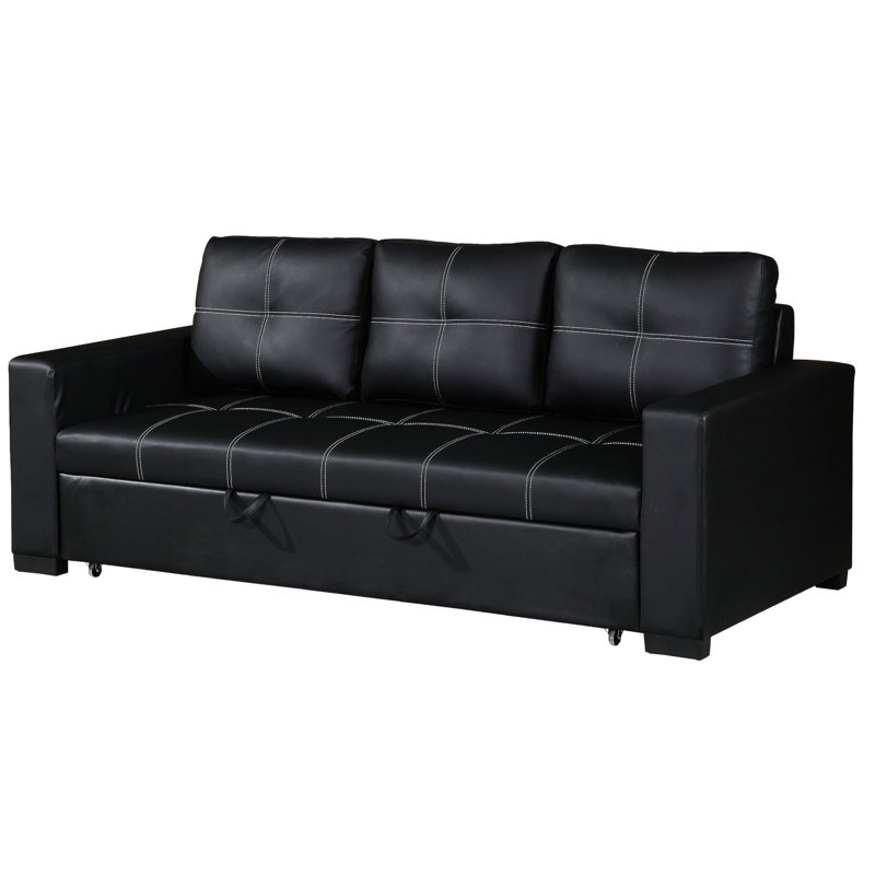 Fabuleux convertible en similicuir noir avec lit escamotable