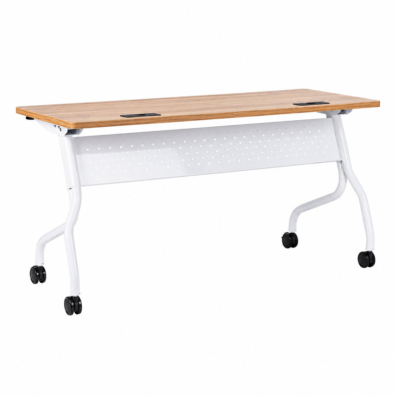 Table mobile à nageoires à haute pression en stratifié d'apprentissage, Without Power, 24" W x 60" L, White Frame/Oak Top