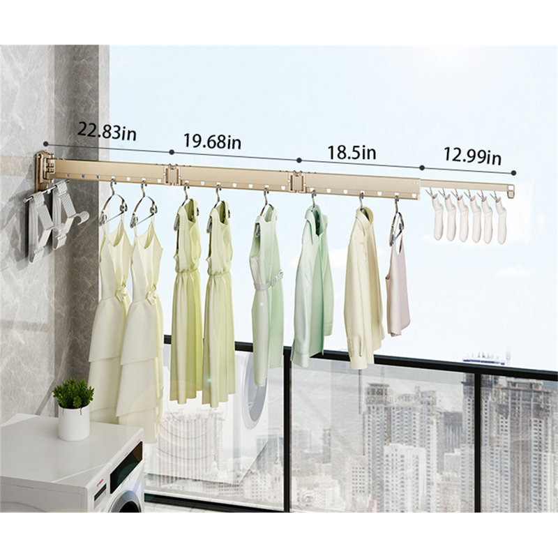 Spacemaster Pro Retractable Folding Clothes Rack, 6.49" H x 74.01" W x 15.74" D