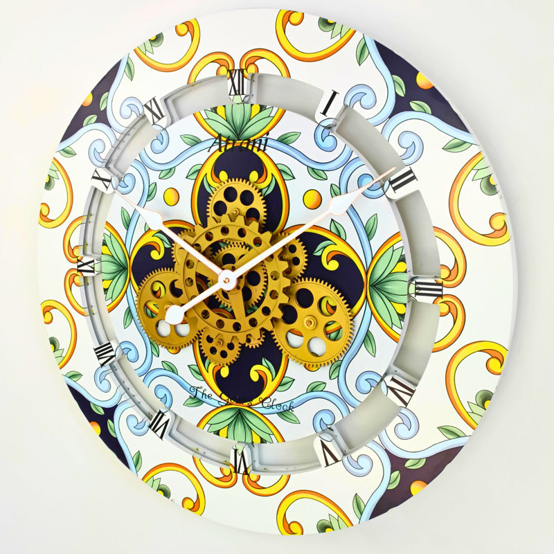 Atrani 24-Inch Round Wall Clock with Moving Gears