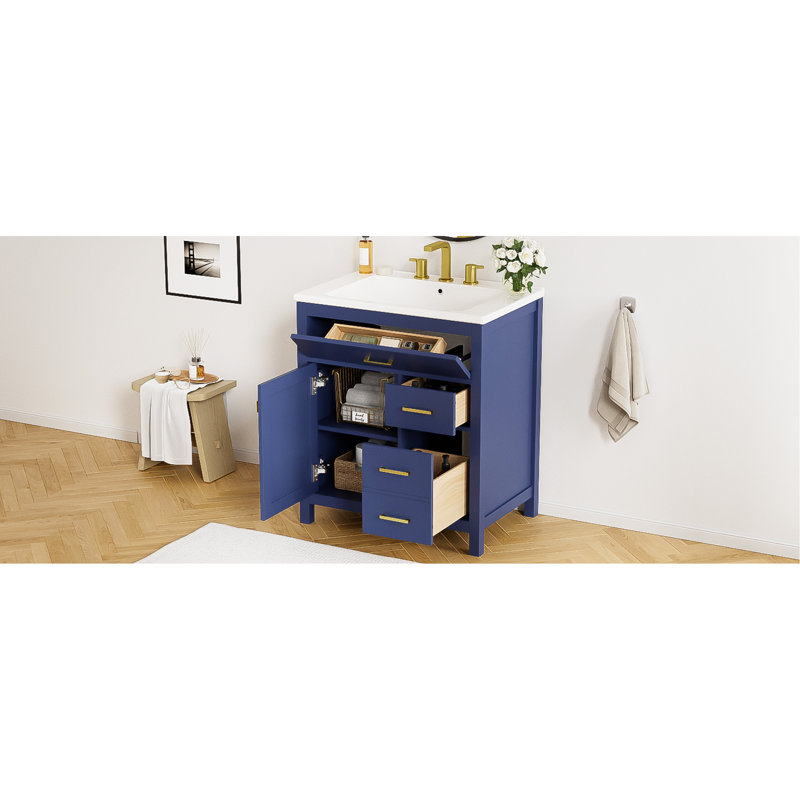 Stylish Bathroom Vanity With Ample Storage And Premium Features, Blue