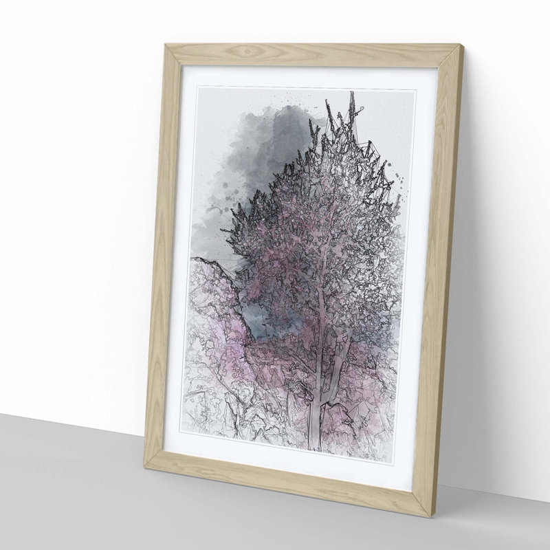 Pink Trees in Malaga Spain - Picture Frame Graphic Art Print, 91cm H x 60cm W x 2cm D, Oak