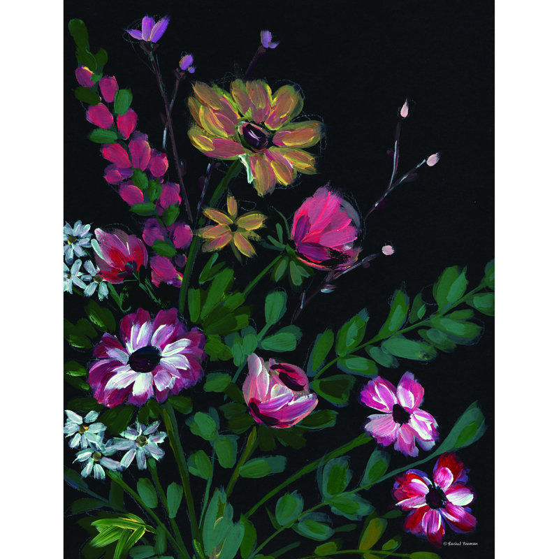 Dark and Moody Florals 2 - peinture sur toile tendue, H 16 po x l 12 po
