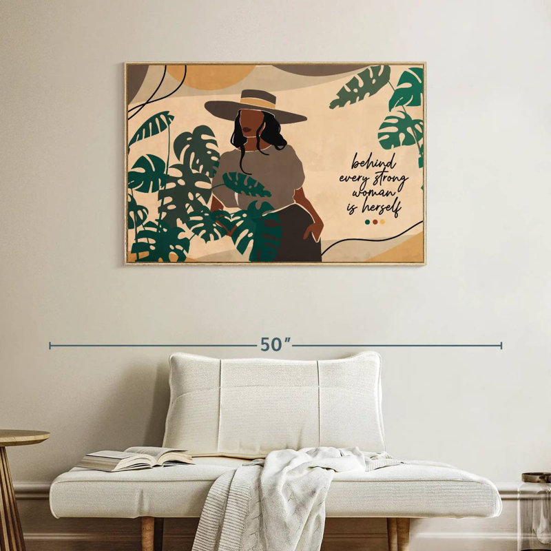 Derrière chaque femme forte I, Cadre flottant en bois naturel, 40 po x 27 po