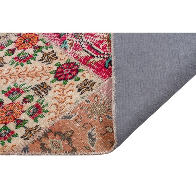 Tapis floral moderne beige fait à la main Modern