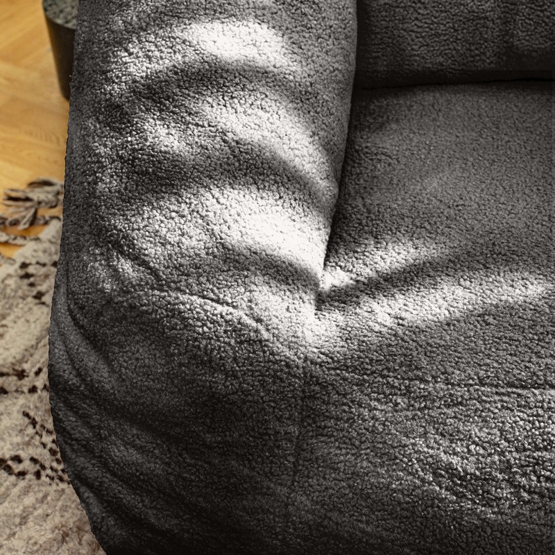 Fauteuil à billes doux avec repose-pieds, Gris