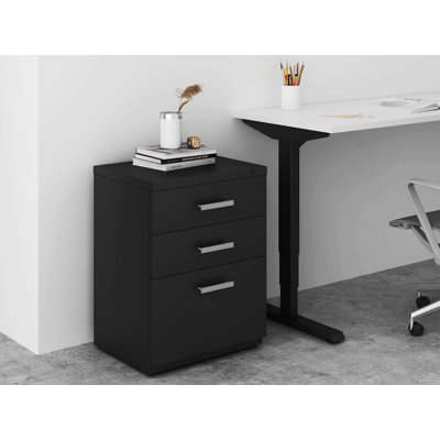 My-Hite Metal Vertical Filing Cabinet with 3 Drawers, 4 Hiden Casters, Glide Suspension