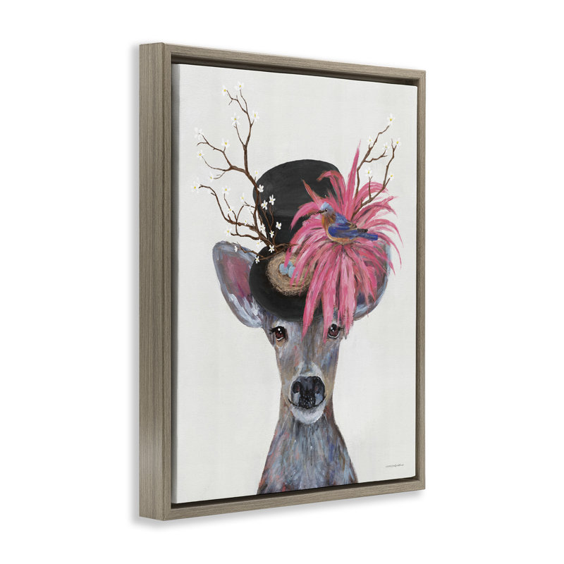 Art mural sur toile, "Deer with Vintage Hat" par Kamdon Kreations, H 31 po x l 25 po x P 1,7 po