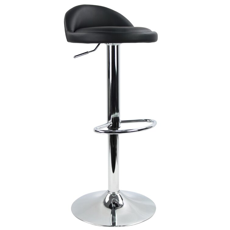 Claudine Contemporary Cozy Mid-Back Vinyl Adjustable Height Barstool with  Chrome Base