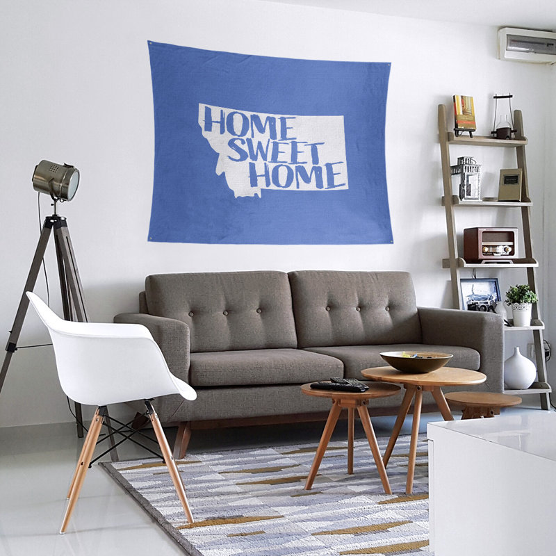 Tapisserie Home Sweet Montana, H 88 po x l 104 po, Bleu