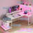 L Shaped Reversible Computer Desk With Power Outlet & Long Monitor Stand & Led Lights & Storage Shelves-1153547736-1153547741