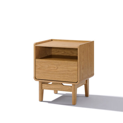 Eric Oak Manufactured Wood Nightstand and End Table with Storage
