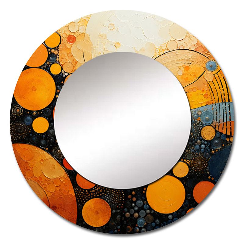 Fiery Fusion III - miroir à collages abstraits, 36 po x 36 po