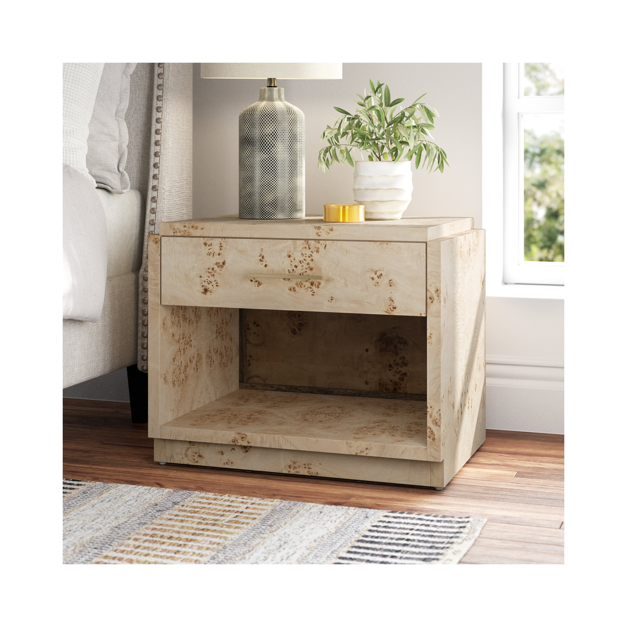 Kingston 1 - Drawer 28" Nightstand, Light Burl