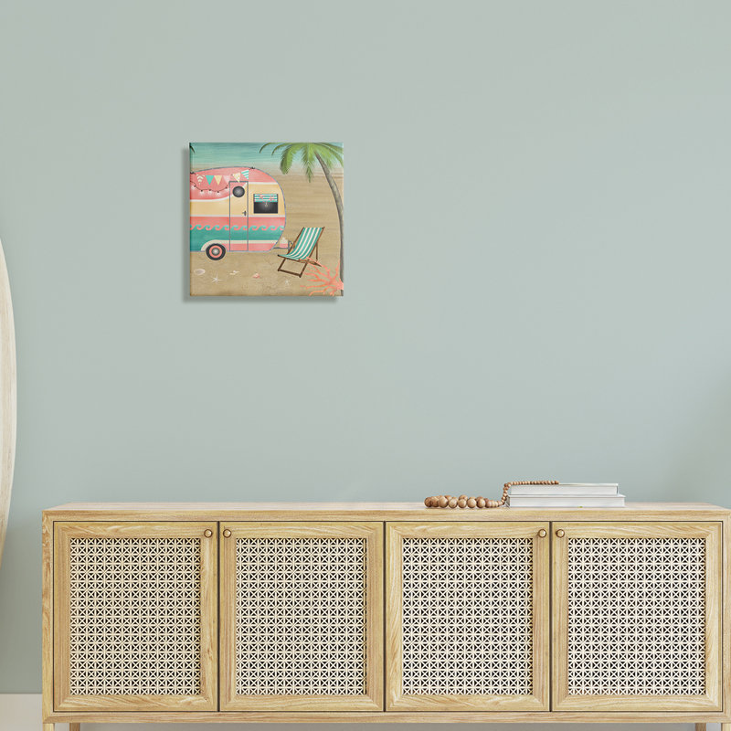 Été, caravane, étoile de mer, Plaque murale, H 17 po x l 17 po x P 1,5 po