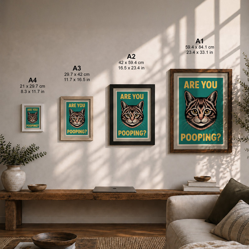 Are You Pooping? Retro - Framed Print, A3 - 42.0 x 29.7 cm, White